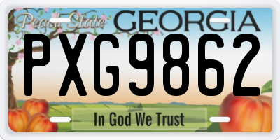 GA license plate PXG9862