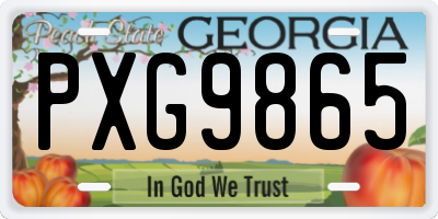 GA license plate PXG9865