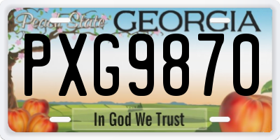 GA license plate PXG9870