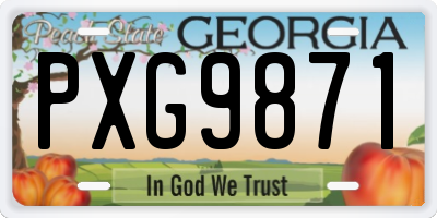 GA license plate PXG9871