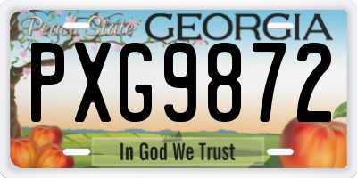 GA license plate PXG9872