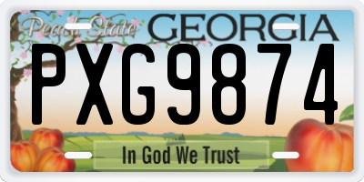 GA license plate PXG9874