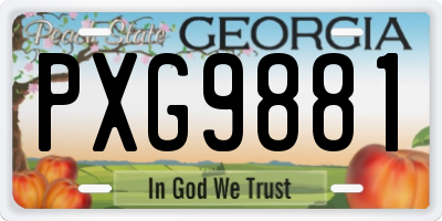GA license plate PXG9881