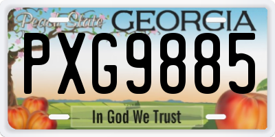 GA license plate PXG9885