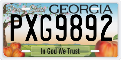GA license plate PXG9892