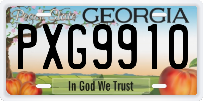 GA license plate PXG9910