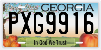 GA license plate PXG9916