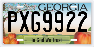 GA license plate PXG9922