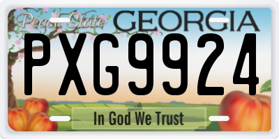 GA license plate PXG9924