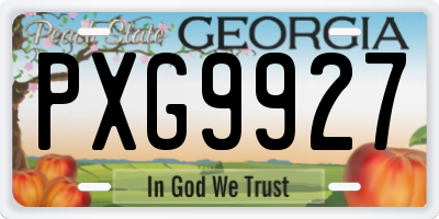 GA license plate PXG9927