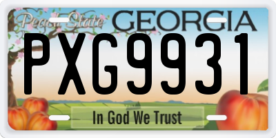 GA license plate PXG9931