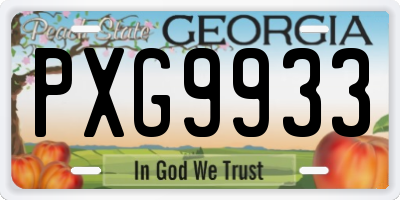 GA license plate PXG9933