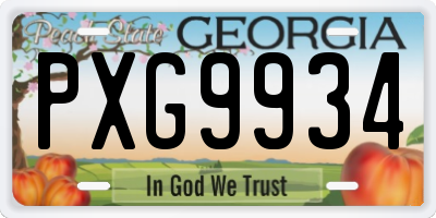 GA license plate PXG9934