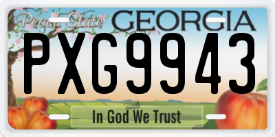 GA license plate PXG9943