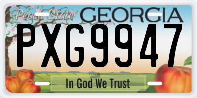 GA license plate PXG9947