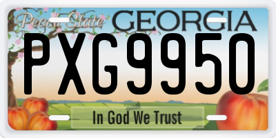 GA license plate PXG9950
