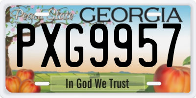 GA license plate PXG9957