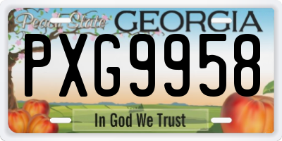 GA license plate PXG9958