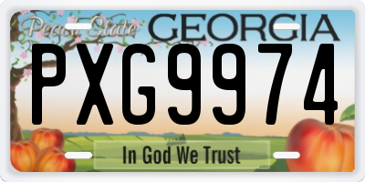 GA license plate PXG9974