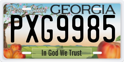 GA license plate PXG9985