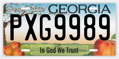 GA license plate PXG9989