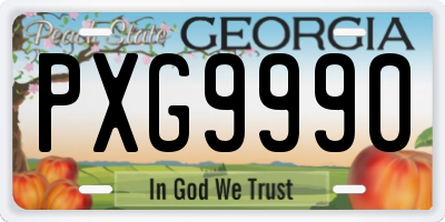GA license plate PXG9990