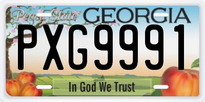 GA license plate PXG9991