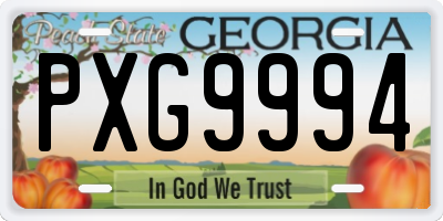 GA license plate PXG9994
