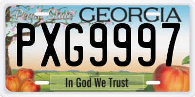 GA license plate PXG9997