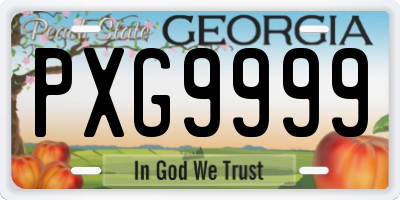 GA license plate PXG9999