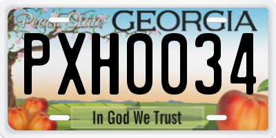GA license plate PXH0034