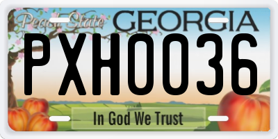 GA license plate PXH0036