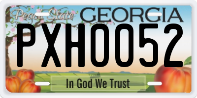 GA license plate PXH0052