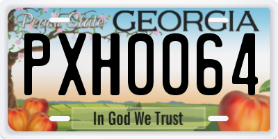 GA license plate PXH0064