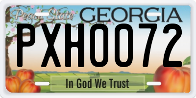 GA license plate PXH0072