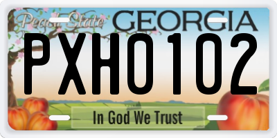 GA license plate PXH0102