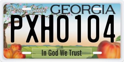 GA license plate PXH0104