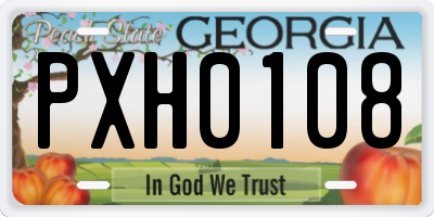 GA license plate PXH0108