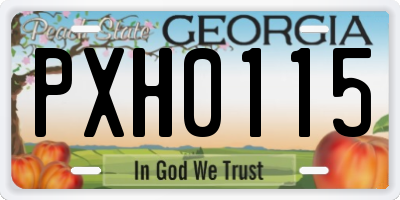 GA license plate PXH0115