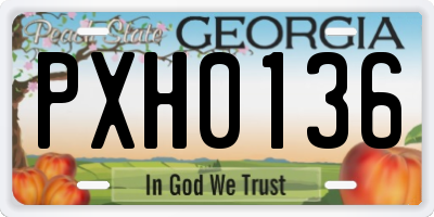 GA license plate PXH0136