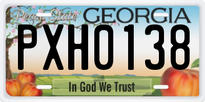 GA license plate PXH0138