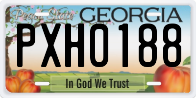 GA license plate PXH0188
