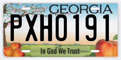 GA license plate PXH0191