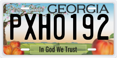 GA license plate PXH0192