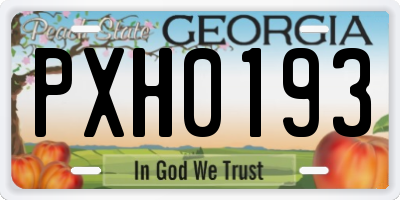 GA license plate PXH0193