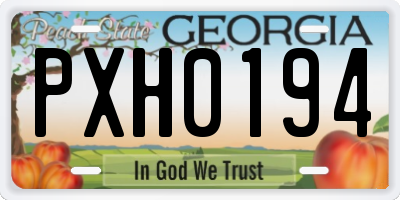 GA license plate PXH0194