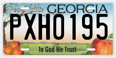 GA license plate PXH0195