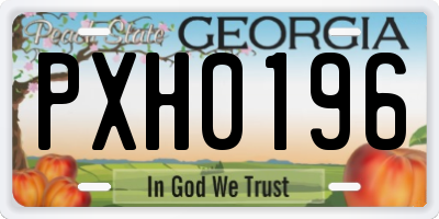 GA license plate PXH0196