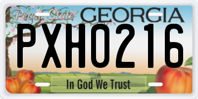 GA license plate PXH0216