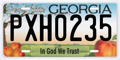 GA license plate PXH0235
